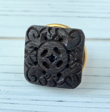 Lenora Dame Wooden Crest Cocktail Statement Ring