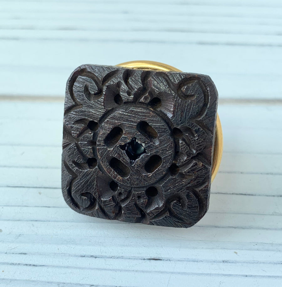 Lenora Dame Wooden Crest Cocktail Statement Ring