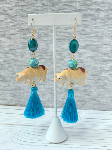 Lenora Dame Petunia Pig Tassel Earrings