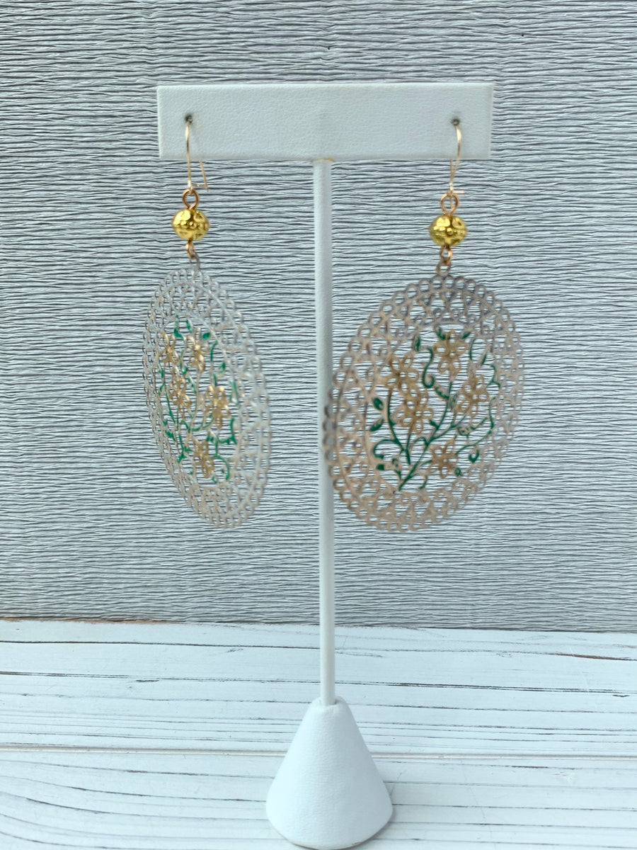 Lenora Dame Athena Discus Filigree Dangle Earrings