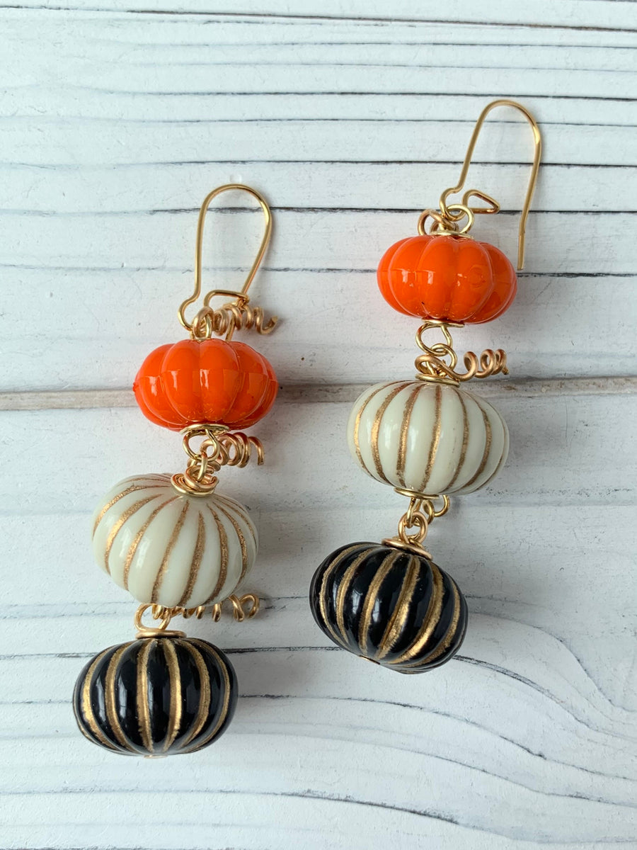 Lenora Dame Cinderella Pumpkin Fall Earrings