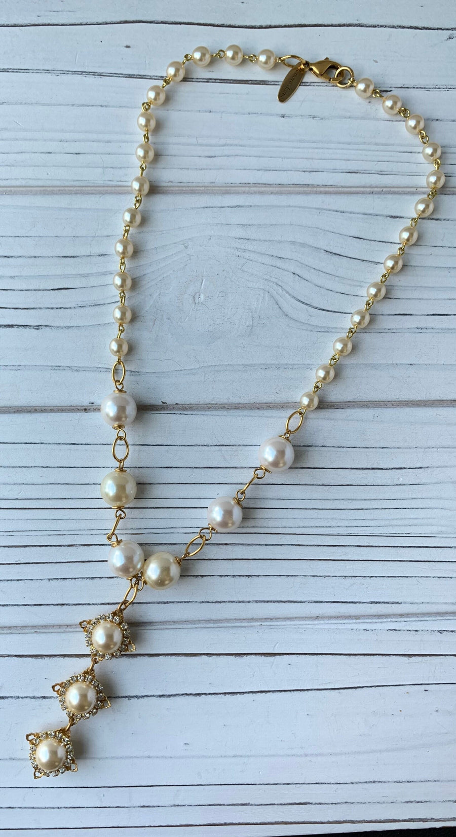 Lenora Dame 3-Pearl Drop Classic Necklace