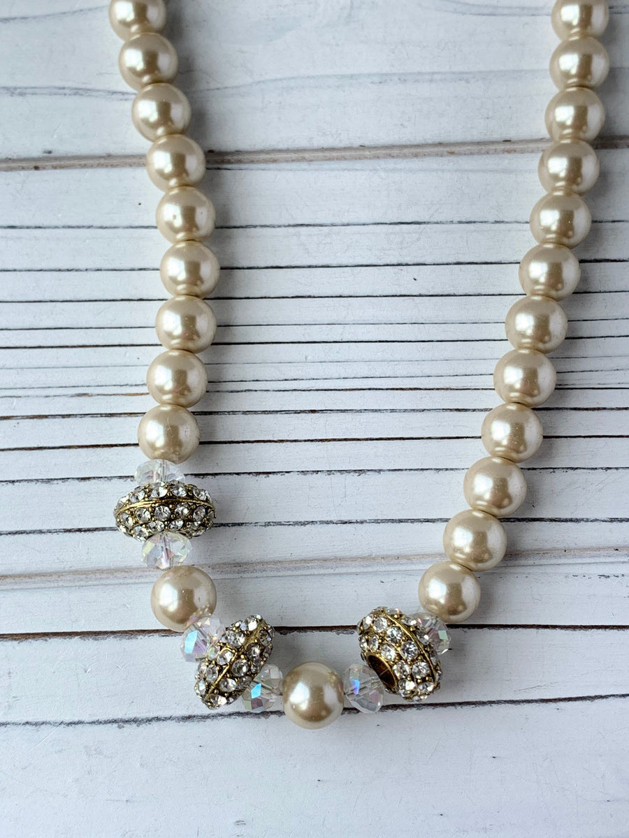 Lenora Dame Pearl + Crystal Classic Choker Necklace