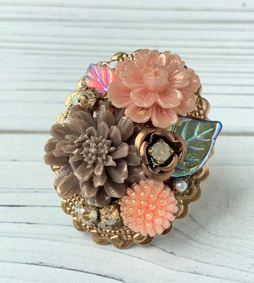 Lenora Dame English Rose Mosaic Cocktail Ring