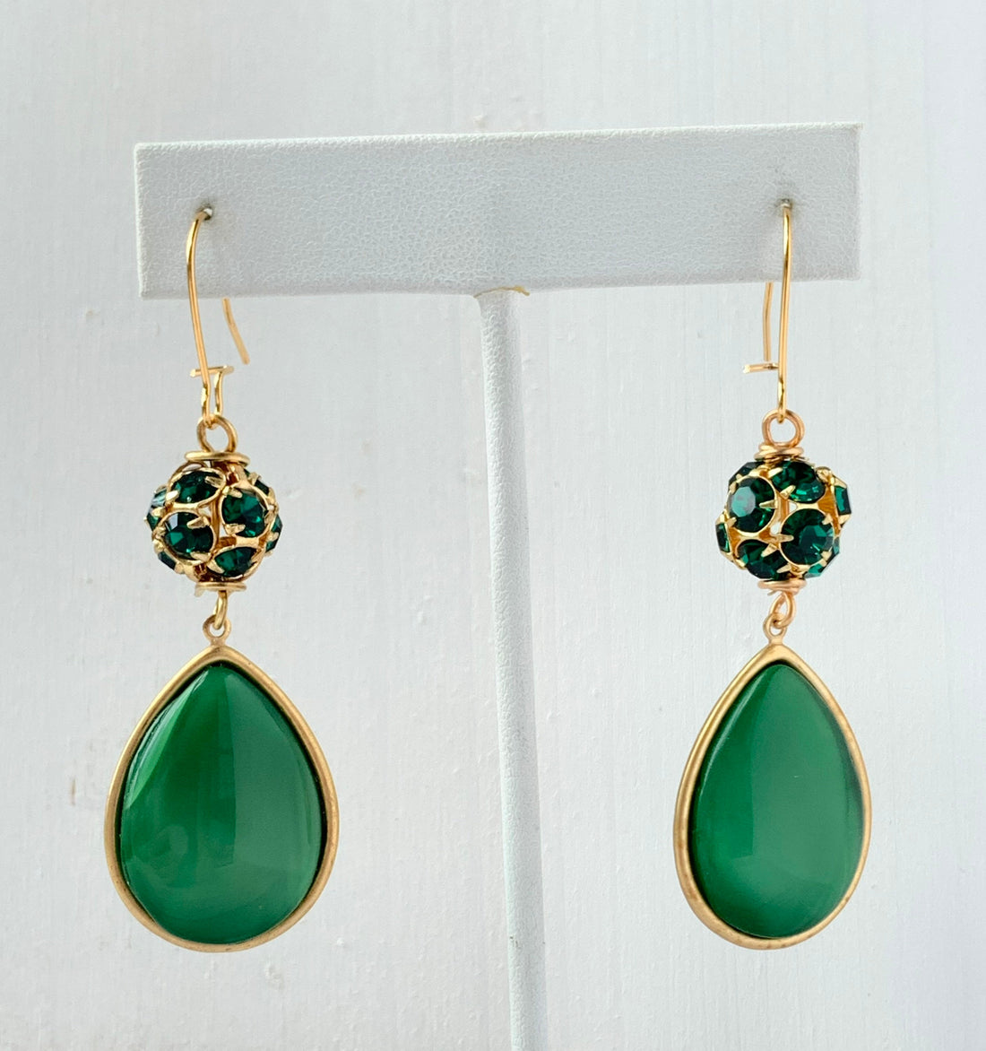 Lenora Dame Emerald Teardrop Rhinestone Earring