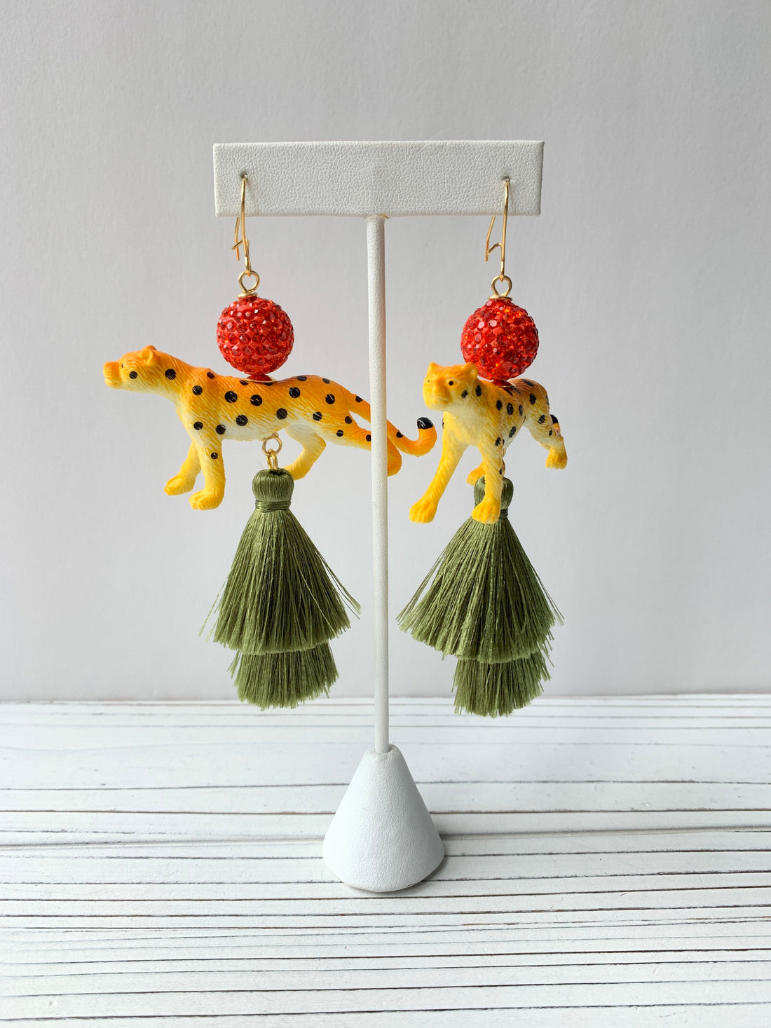 Lenora Dame Double Tassel Leopard Earrings