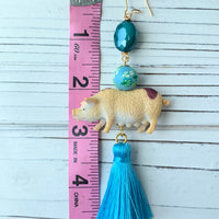 Lenora Dame Petunia Pig Tassel Earrings