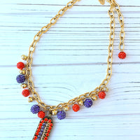 Lenora Dame Keyhole Mosaic Pendant Necklace in Clementine & Violet