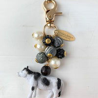 Lenora Dame Cow Keychain Bag Charm