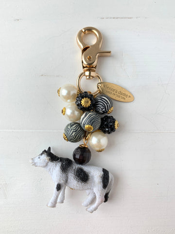 Lenora Dame Cow Keychain Bag Charm