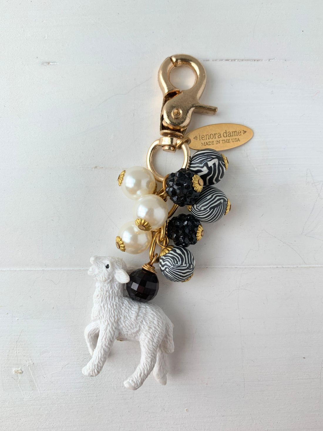 Lenora Dame Spring Lamb Keychain Purse Charm