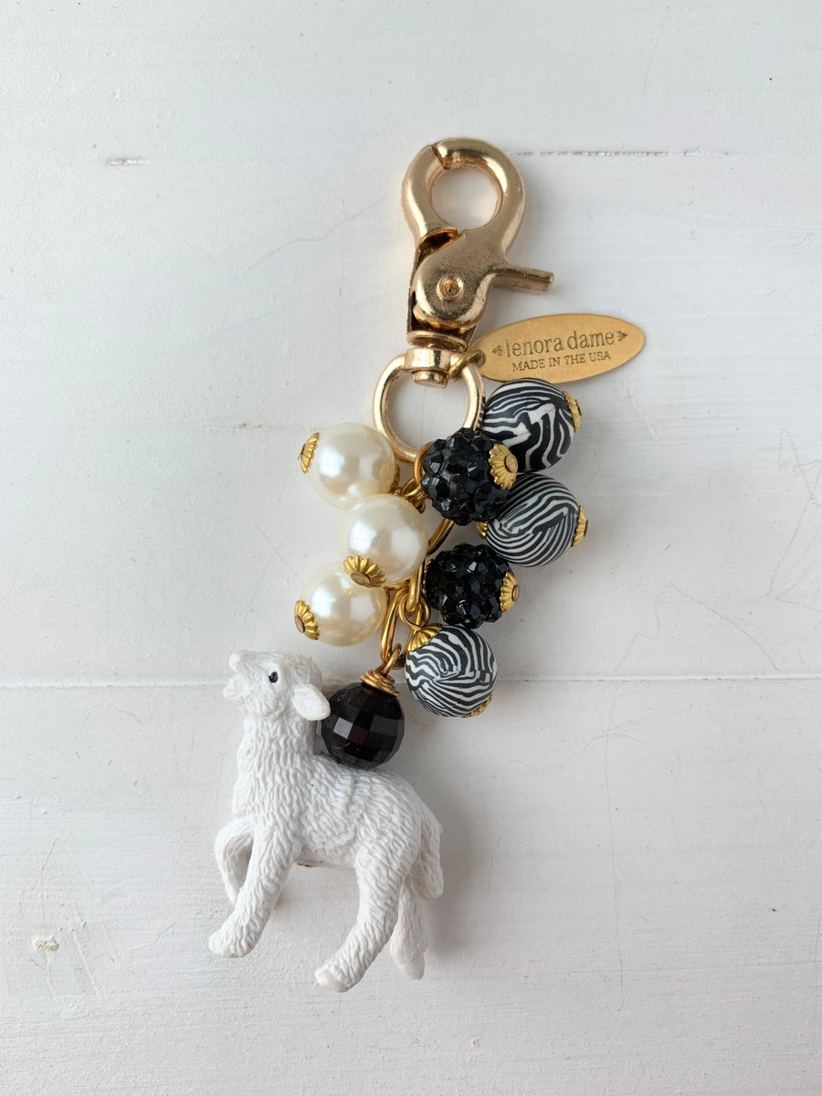 Lenora Dame Spring Lamb Keychain Purse Charm