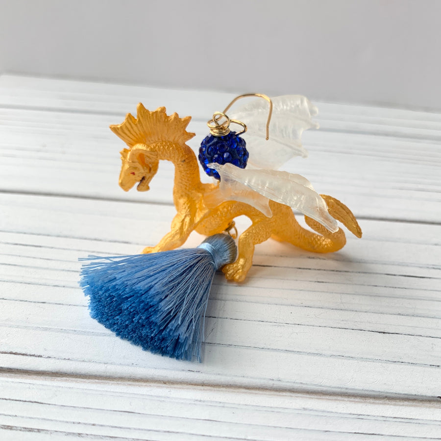 Lenora Dame Gilded Dragon Tassel Earrings