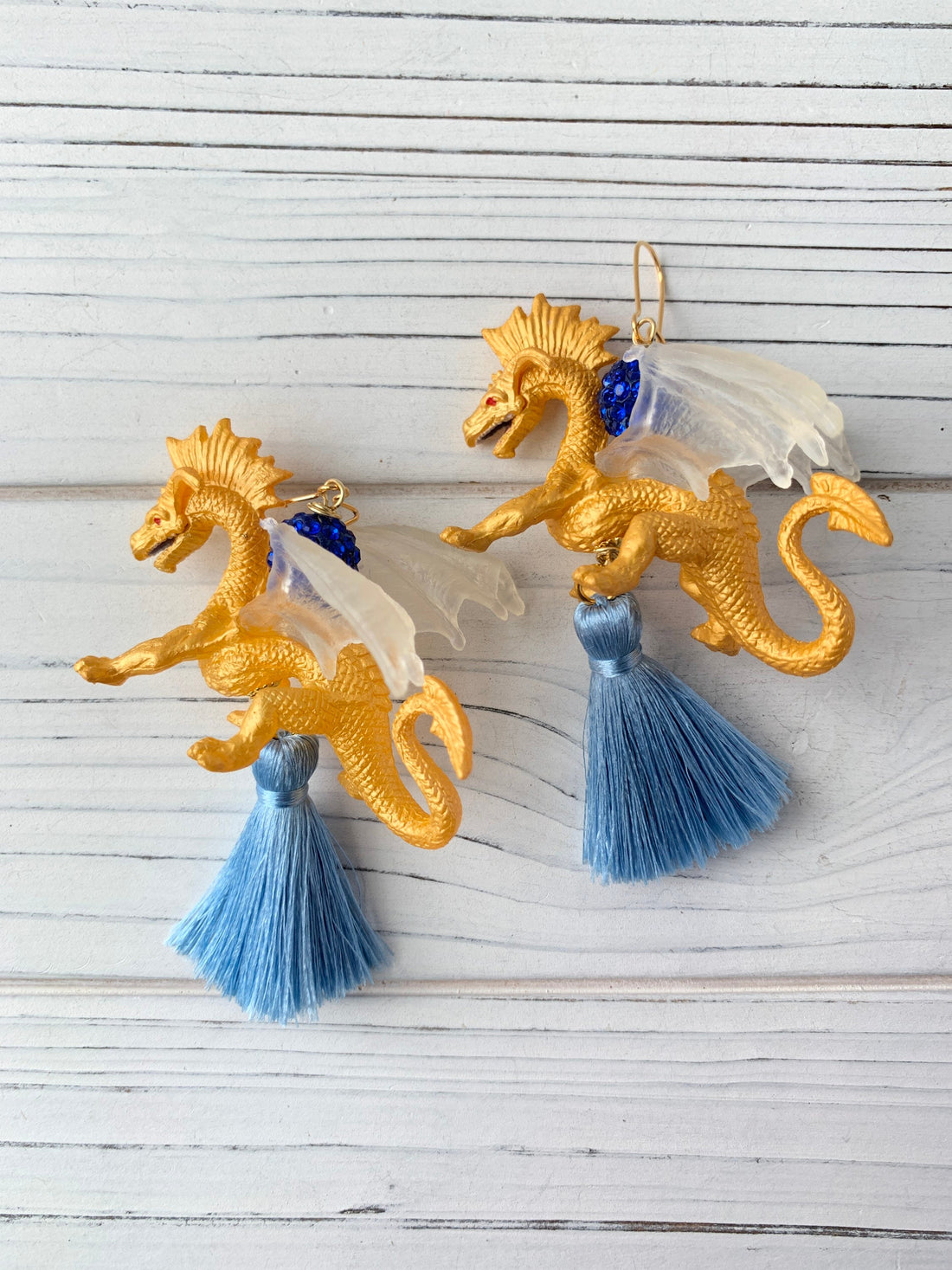 Lenora Dame Gilded Dragon Tassel Earrings