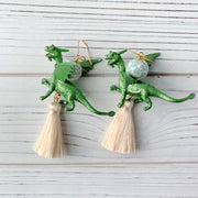 Lenora Dame Sour Apple Dragon Tassel Earrings - LAST TWO!