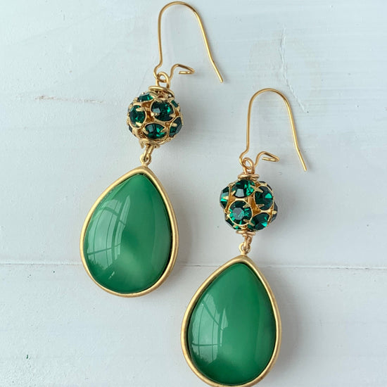 Lenora Dame Emerald Teardrop Rhinestone Earring