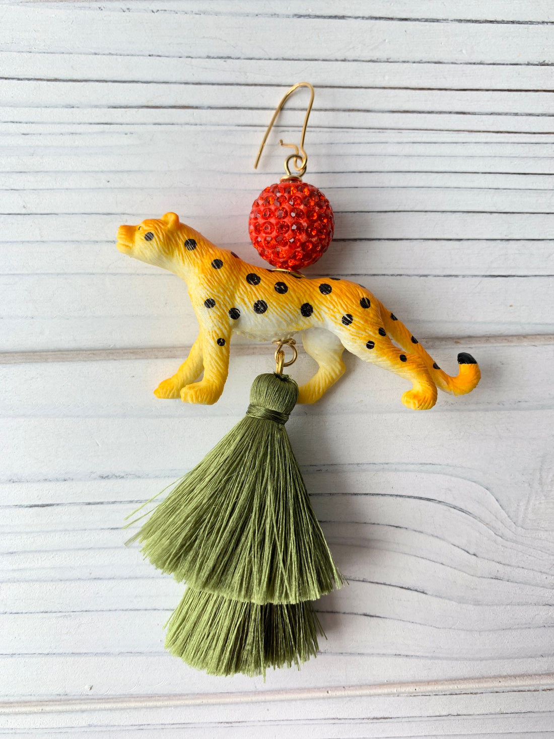 Lenora Dame Double Tassel Leopard Earrings