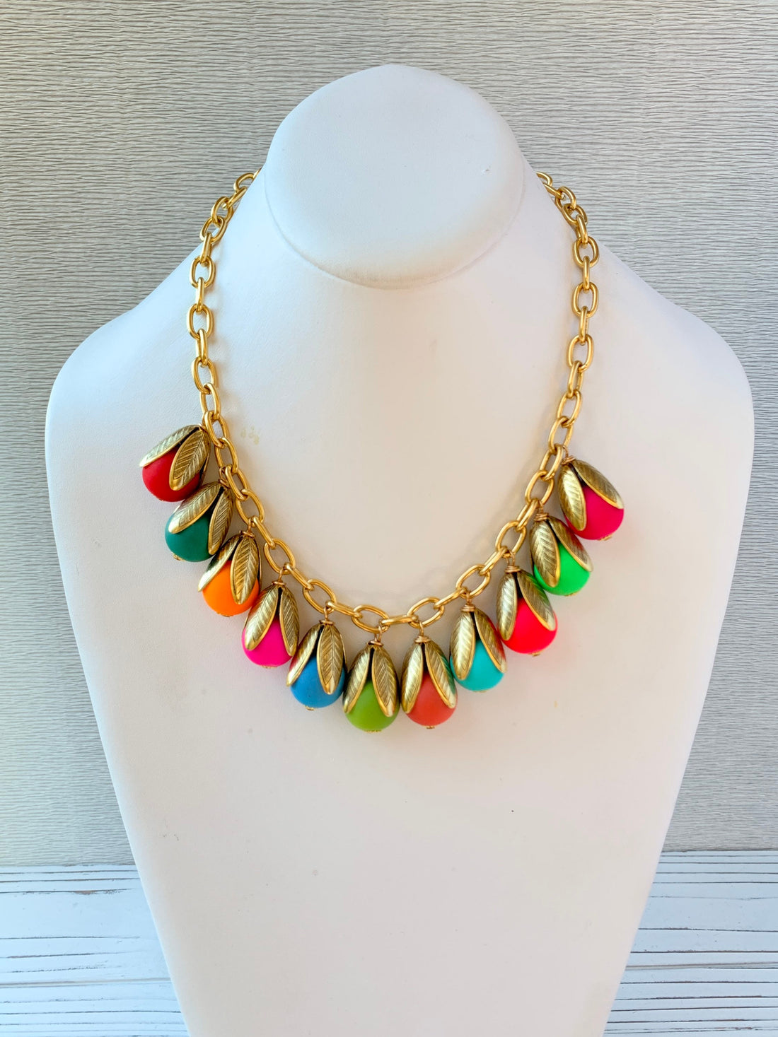 Lenora Dame Colorful Matte Bead Cap Charm Necklace