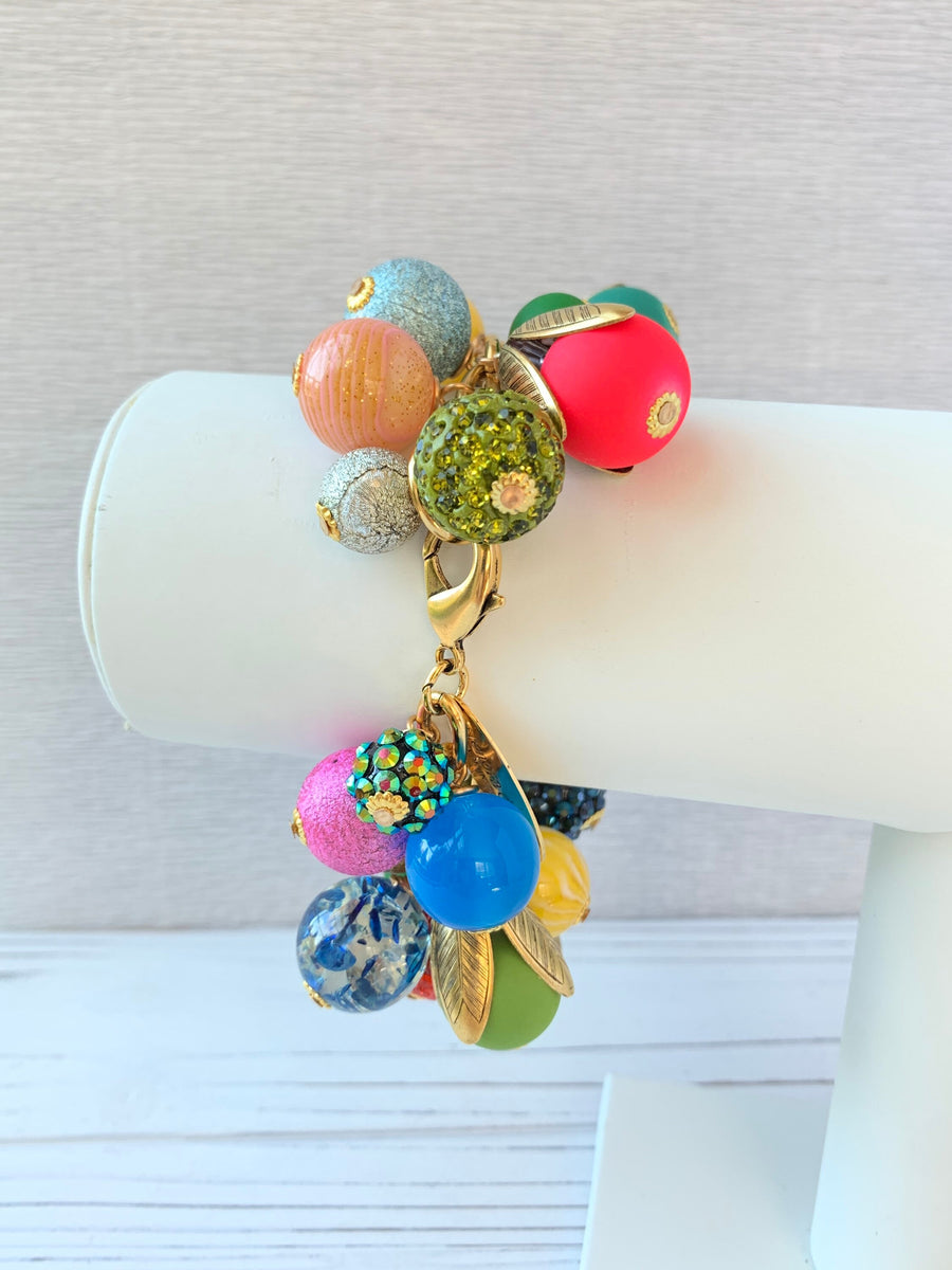 Lenora Dame Colorful Bead Cap Bauble Charm Bracelet
