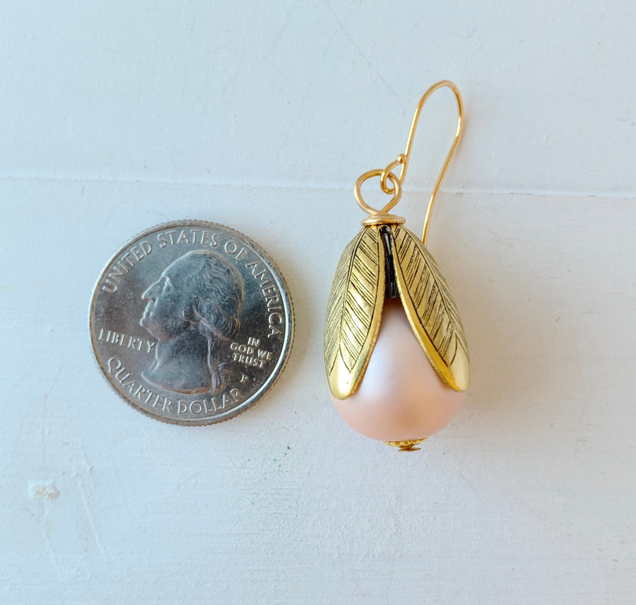 Lenora Dame Matte Glass Pearl Bead Cap Earring in Ballet Slipper - More Color Options Available