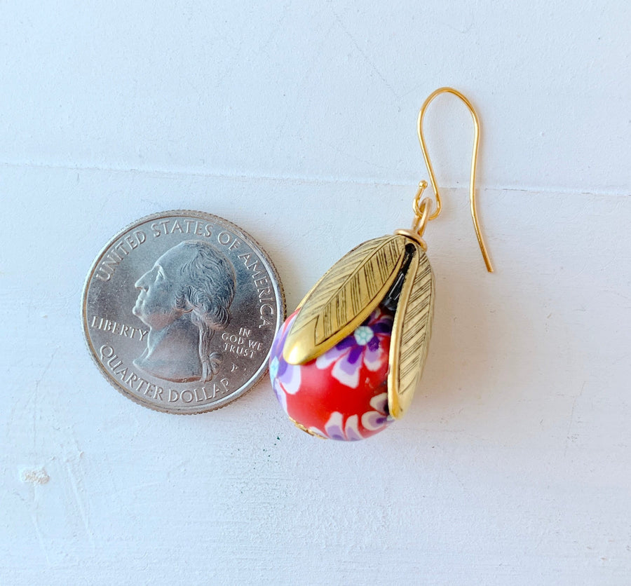 Lenora Dame Polymer Clay Flower Bead Cap Earring