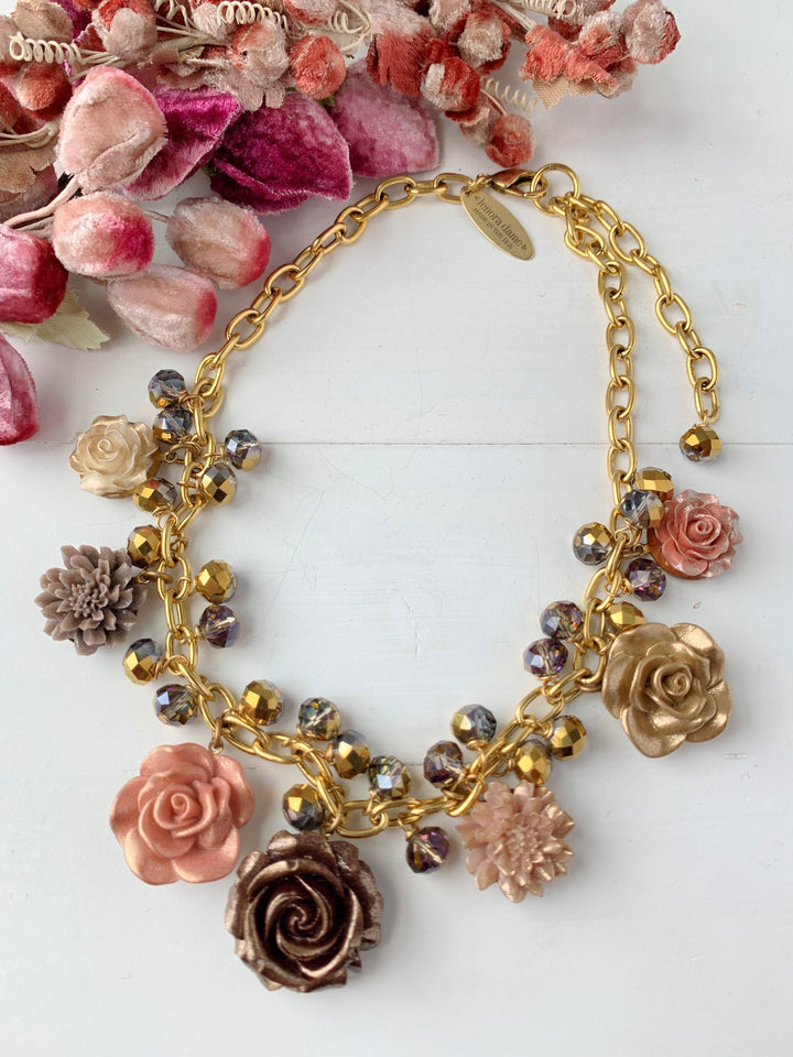 Lenora Dame Caramel Honey Fall Bouquet Charm Necklace