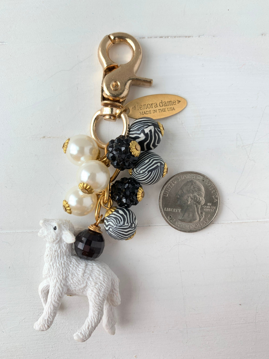 Lenora Dame Spring Lamb Keychain Purse Charm