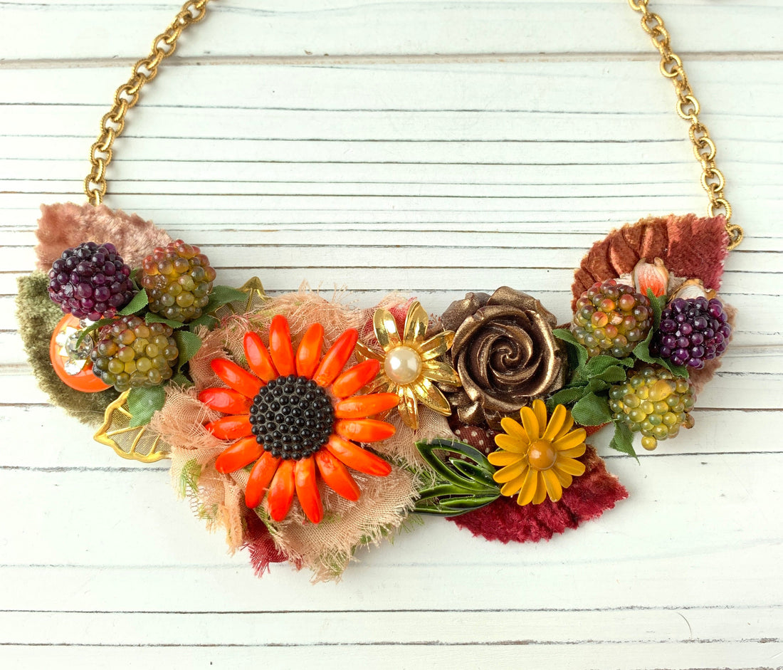 Lenora Dame Autumn Harvest Fall Bib Statement Necklace