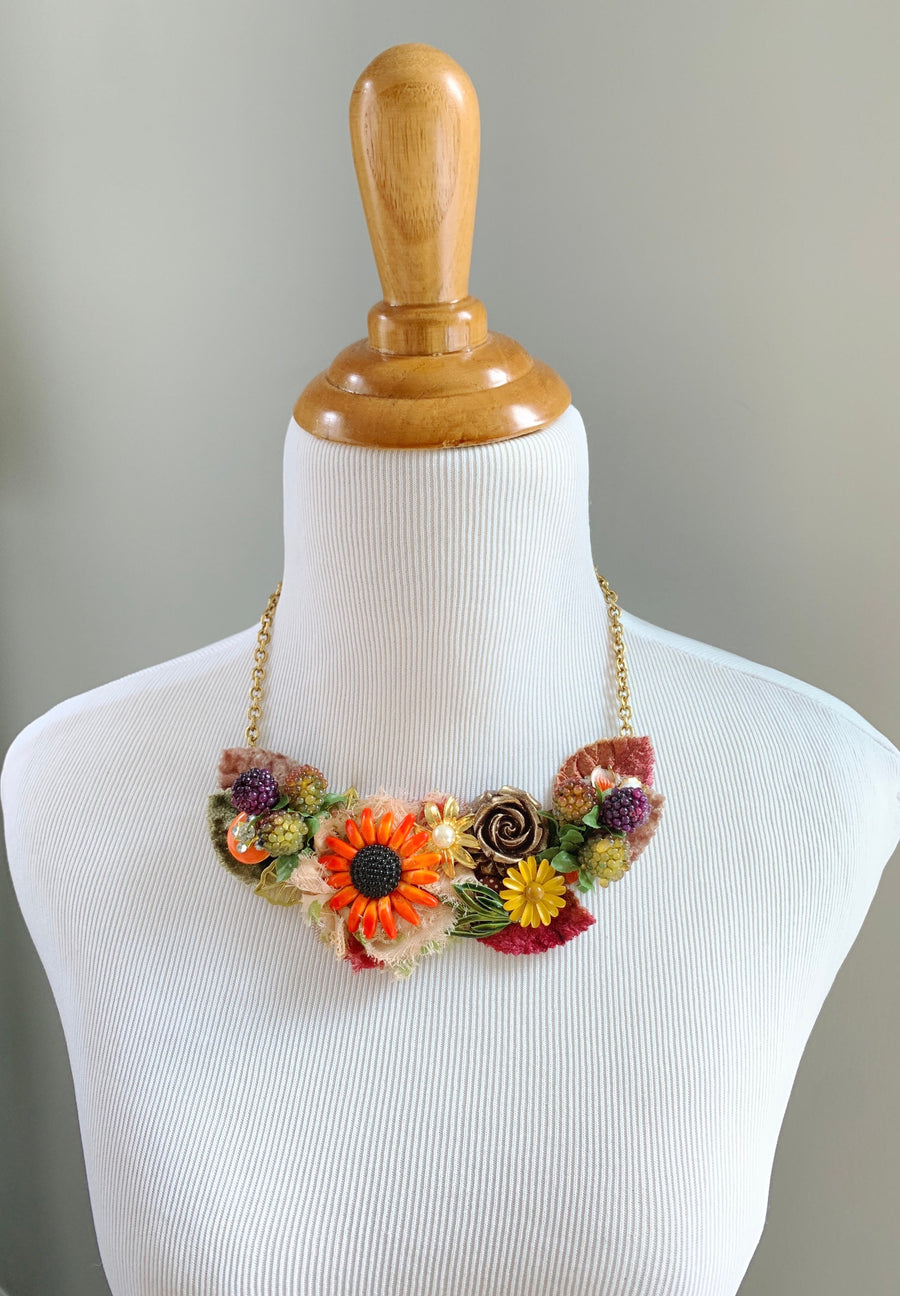 Lenora Dame Autumn Harvest Fall Bib Statement Necklace