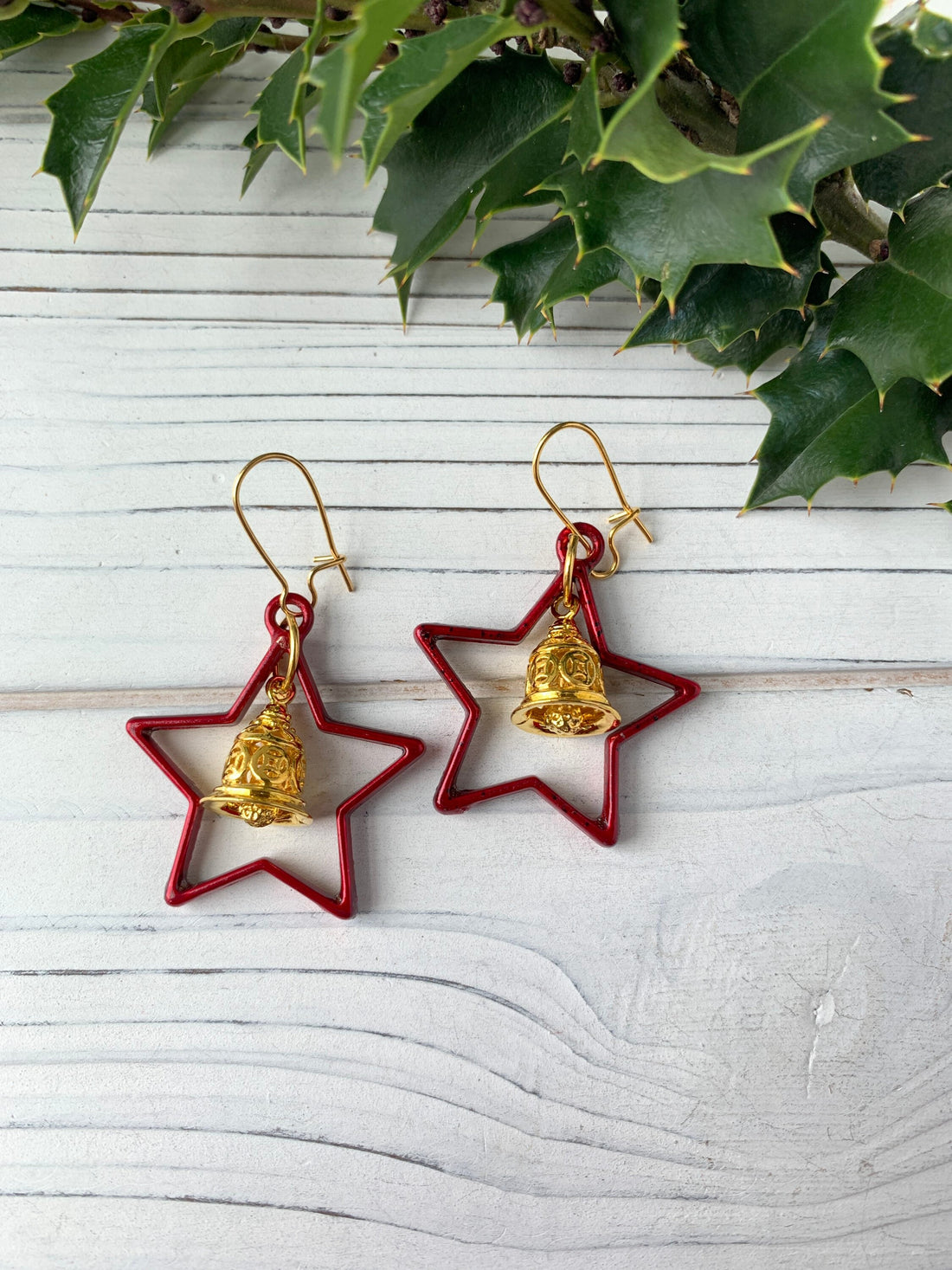 Lenora Dame Christmas Star Earrings  in Spruce or Mulled Wine - Two Options Available