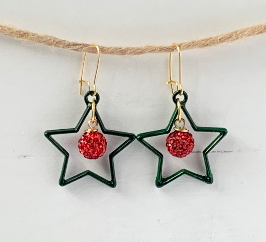 Lenora Dame Christmas Star Earrings  in Spruce or Mulled Wine - Two Options Available