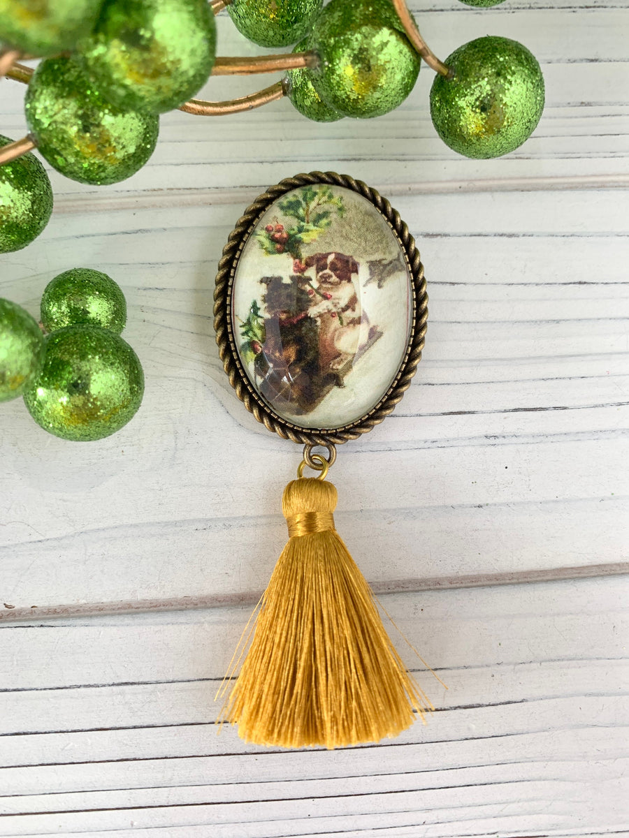 Lenora Dame Holiday Buddies Tassel Brooch