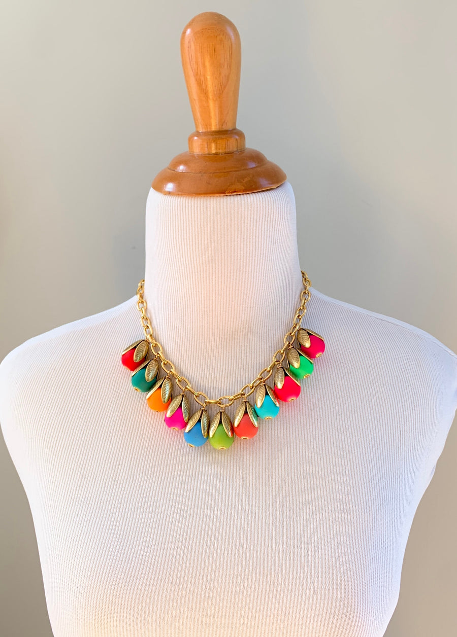 Lenora Dame Colorful Matte Bead Cap Charm Necklace