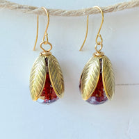 Lenora Dame Crackle Lucite Bead Cap Earring in Plum - Color Options Available