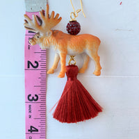 Lenora Dame Reindeer Tassel Earrings in Ruby