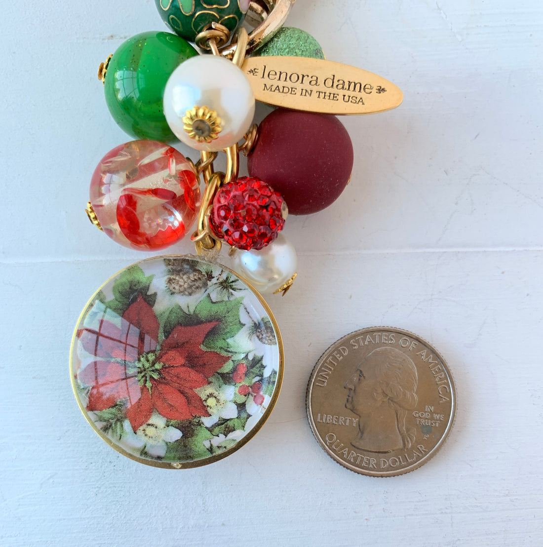 Lenora Dame Poinsettia Purse Charm