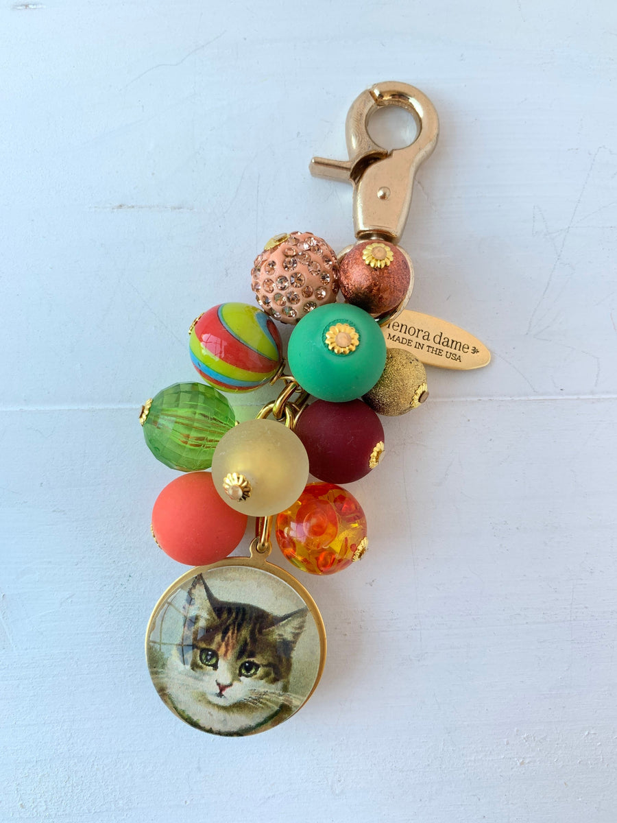 Lenora Dame Holiday Kitten Purse Charm