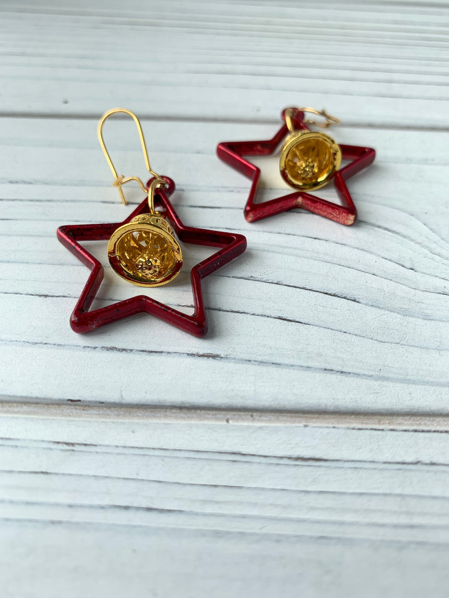 Lenora Dame Christmas Star Earrings  in Spruce or Mulled Wine - Two Options Available
