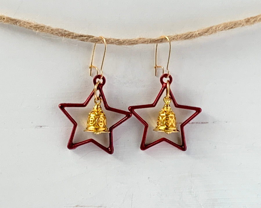 Lenora Dame Christmas Star Earrings  in Spruce or Mulled Wine - Two Options Available