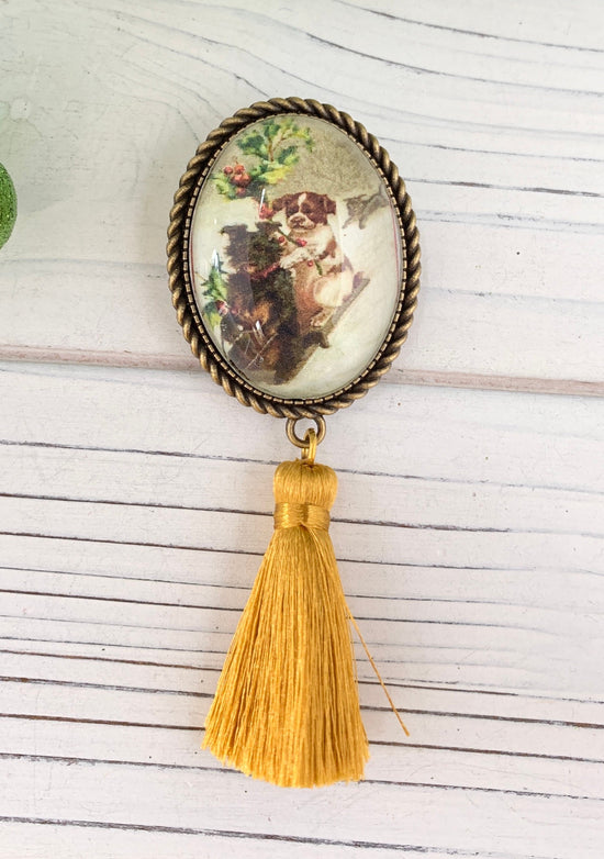 Lenora Dame Holiday Buddies Tassel Brooch