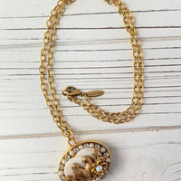 Lenora Dame Lovebird Collage Locket Necklace