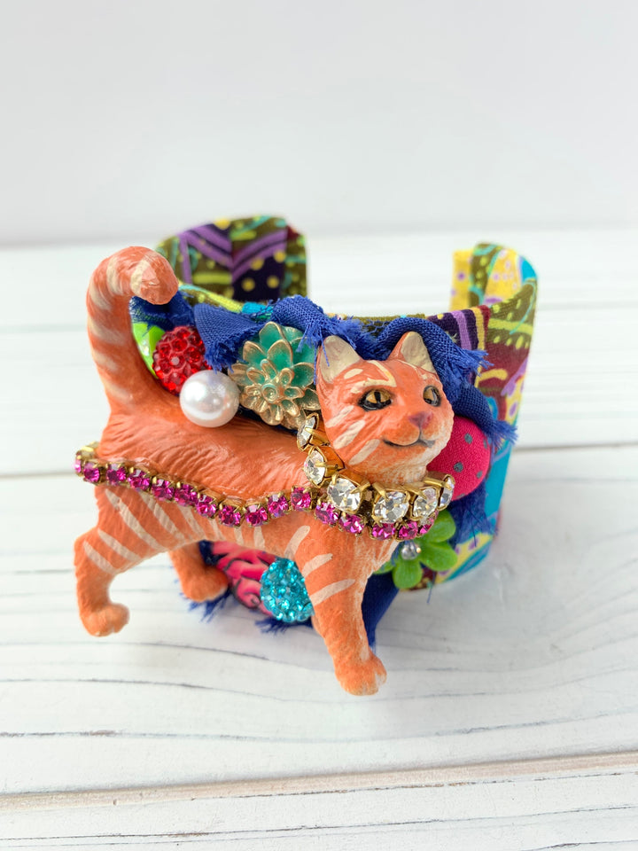 Lenora Dame Tabby Cat Collage Cuff Bracelet