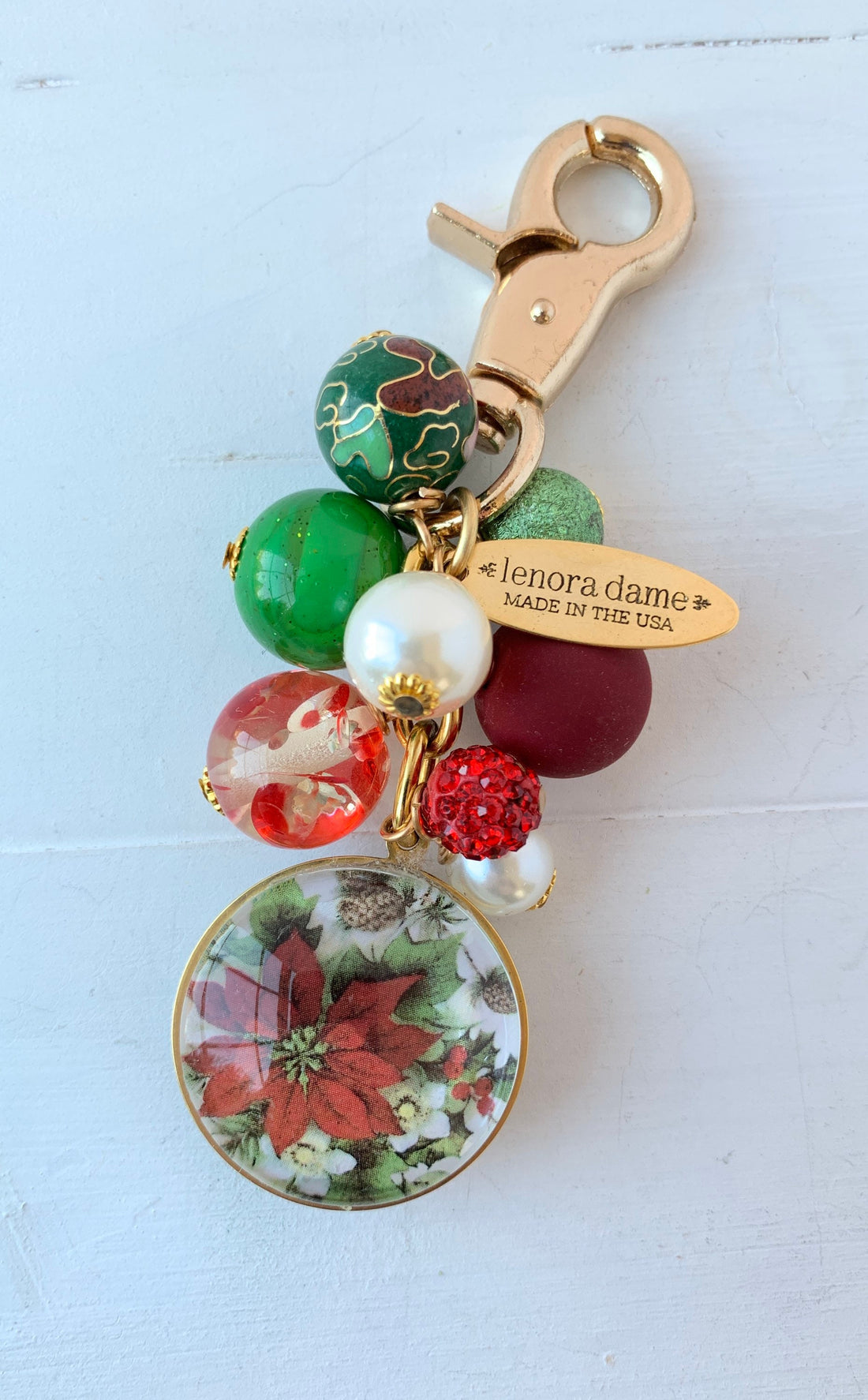 Lenora Dame Poinsettia Purse Charm