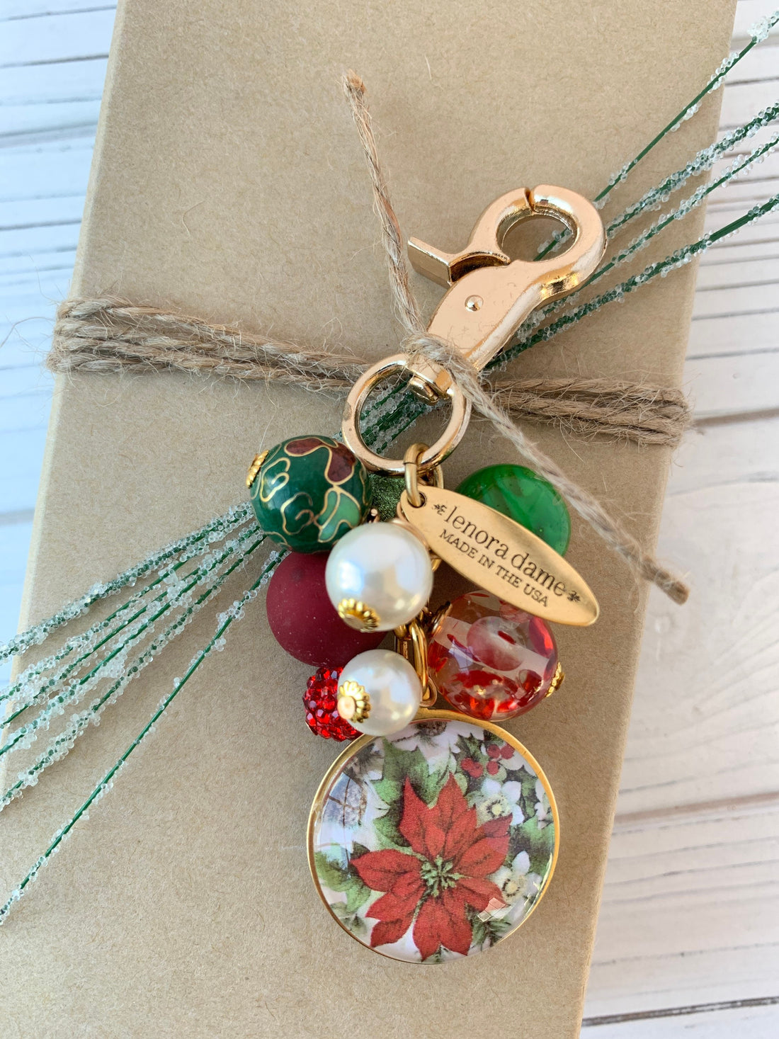 Lenora Dame Poinsettia Purse Charm