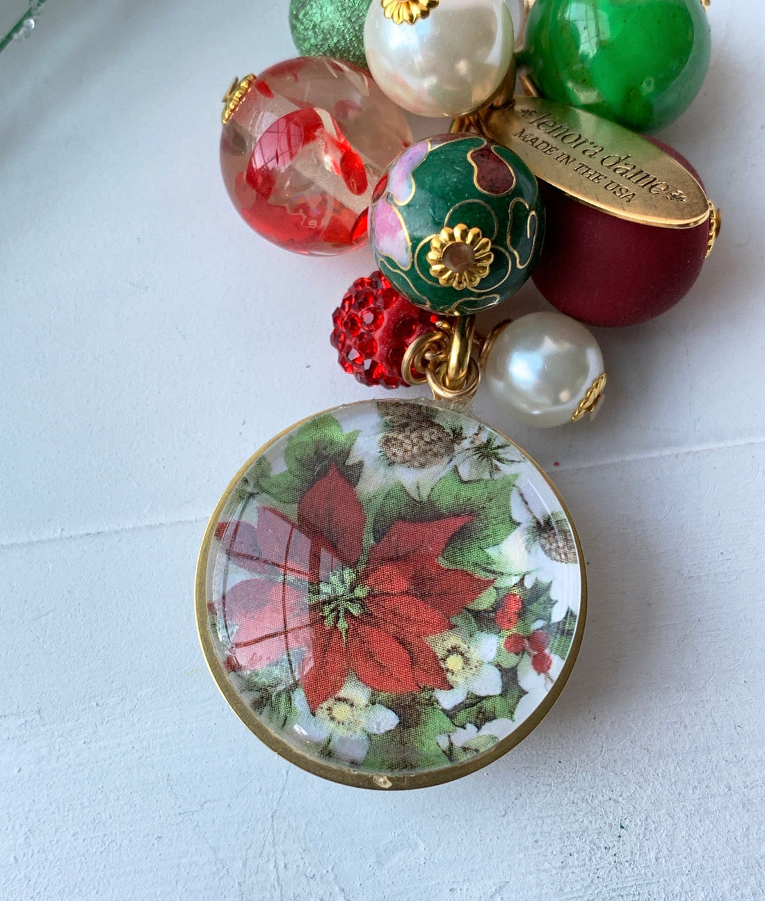 Lenora Dame Poinsettia Purse Charm