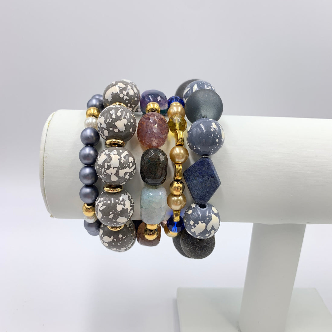 Lenora Dame 5-Piece Family Stone Stretch Bracelet Set One of a Kind