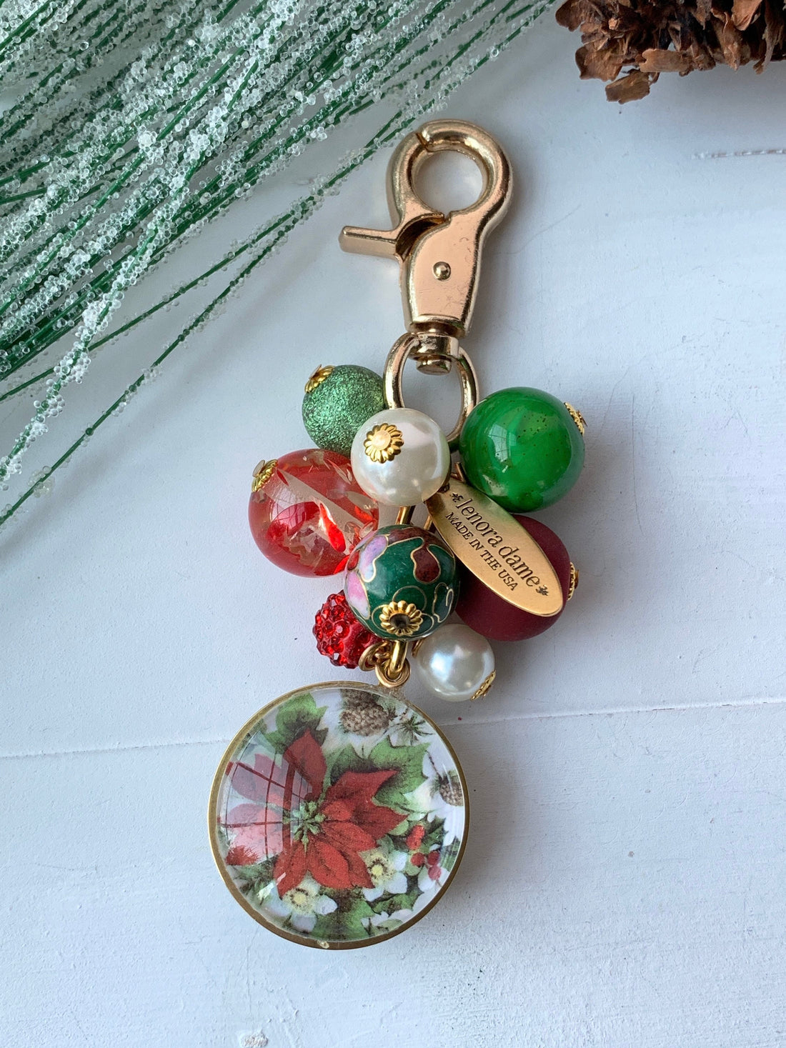 Lenora Dame Poinsettia Purse Charm
