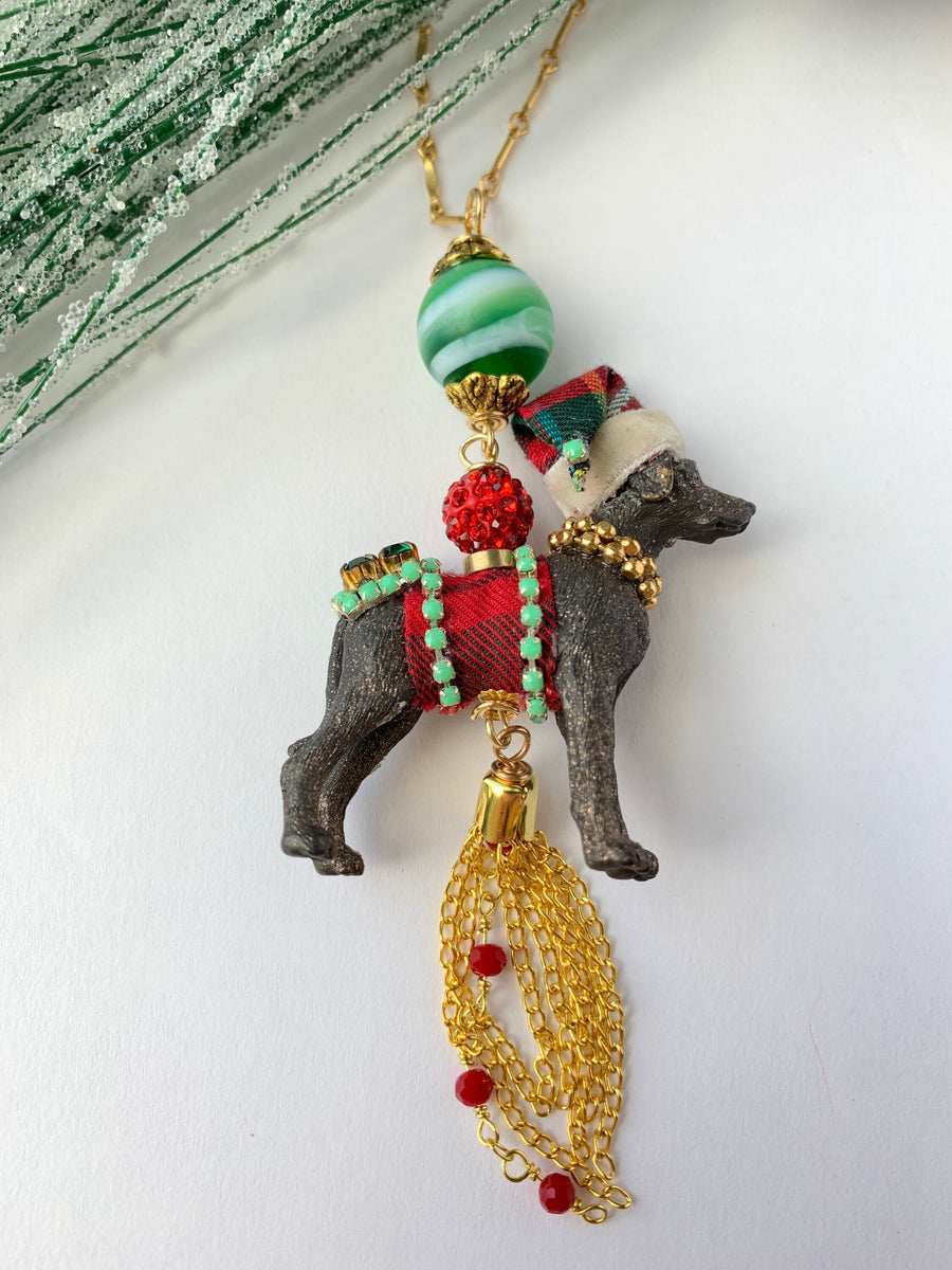 Lenora Dame Sleigh Dog Pendant Necklace