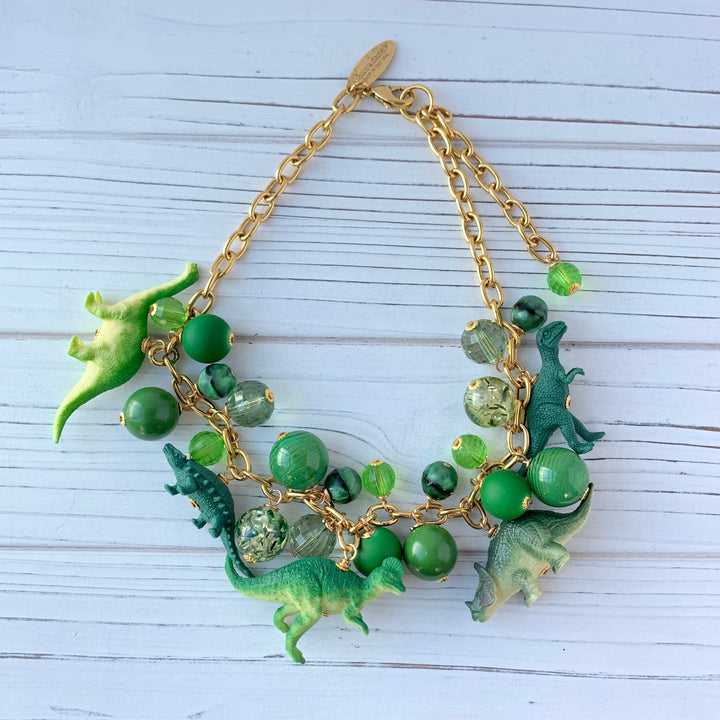 Lenora Dame Emerald and Peridot Dino Dinosaur Necklace