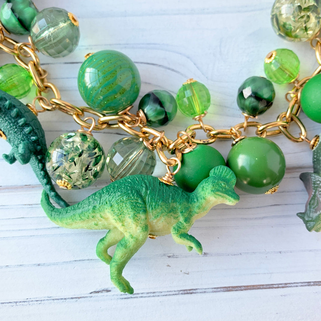 Lenora Dame Emerald and Peridot Dino Dinosaur Necklace